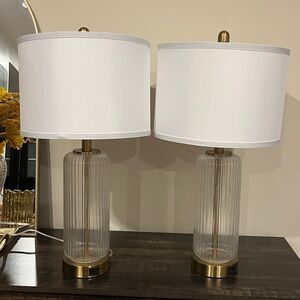 Elegant White and Gold Table Lamp Set